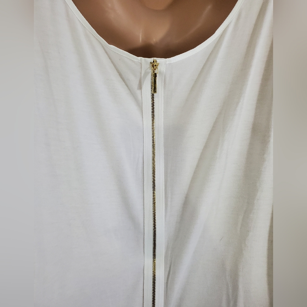 Lane Bryant White Sleeveless Lace Overlay Top Faux Zip Back ~ Pre-Owned Sz 26/28 - Picture 7 of 10